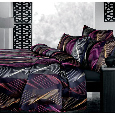 Accessorize Airwave Lines Jacquard Quilt Doona Duvet Cover Set Single