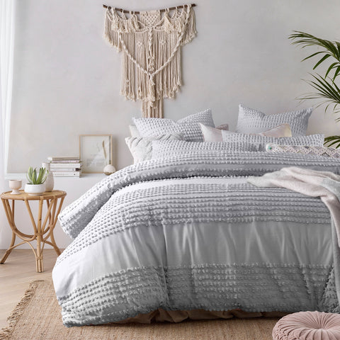 Vintage Design Homewares Betty Silver Quilt Doona Duvet Cover Set Double