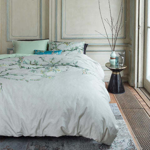 Bedding House Almond Blossom Grey Quilt Doona Duvet Cover Set Queen