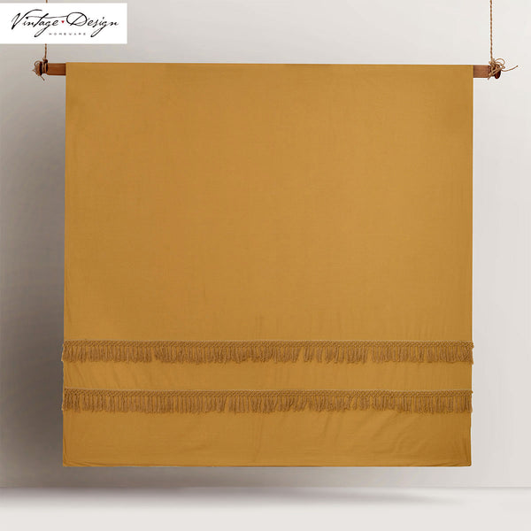 Accessorize Tassel Cotton Quilt Doona Duvet Cover Set Ochre Brown King