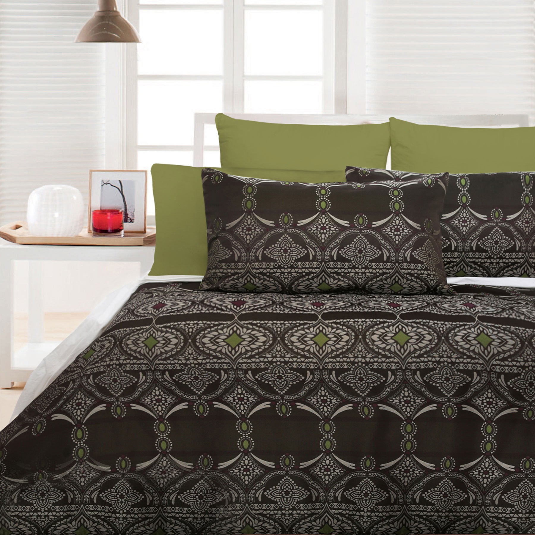 Accessorize Bosa Green Quilt Doona Duvet Cover Set King