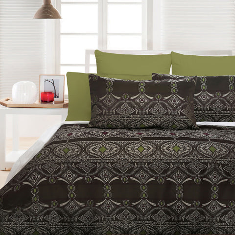 Accessorize Bosa Green Quilt Doona Duvet Cover Set King