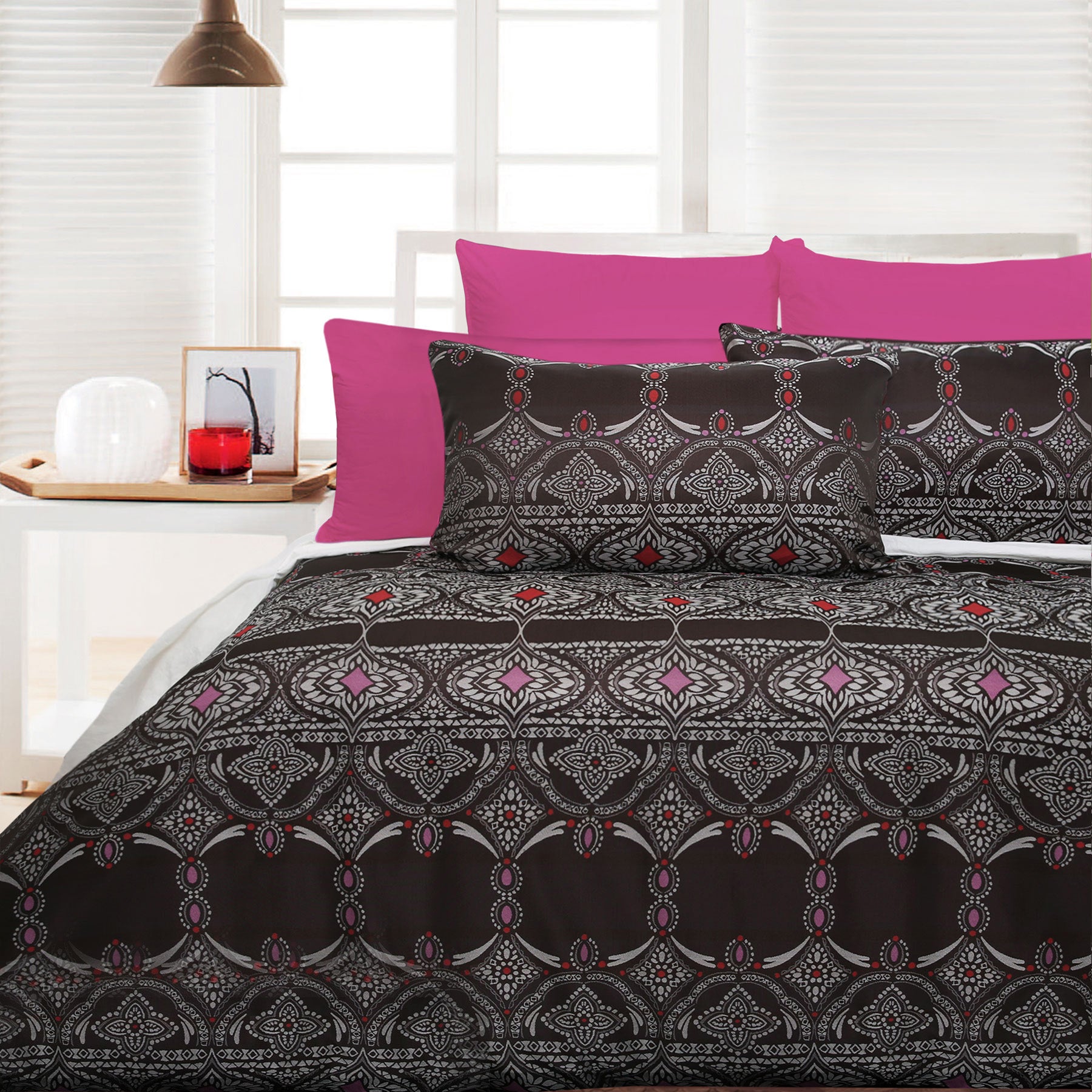 Accessorize Bosa Pink Quilt Doona Duvet Cover Set King