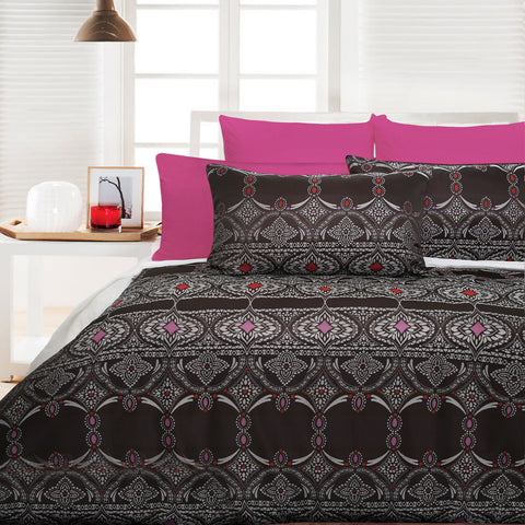 Accessorize Bosa Pink Quilt Doona Duvet Cover Set King