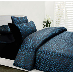 Accessorize Bouquet Floral Jacquard Blue Quilt Doona Duvet Cover Set Double