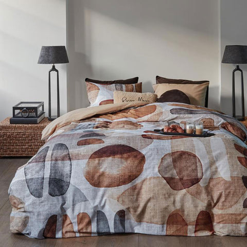 Bedding House Broc Natural Taupe Cotton Quilt Doona Duvet Cover Set Queen