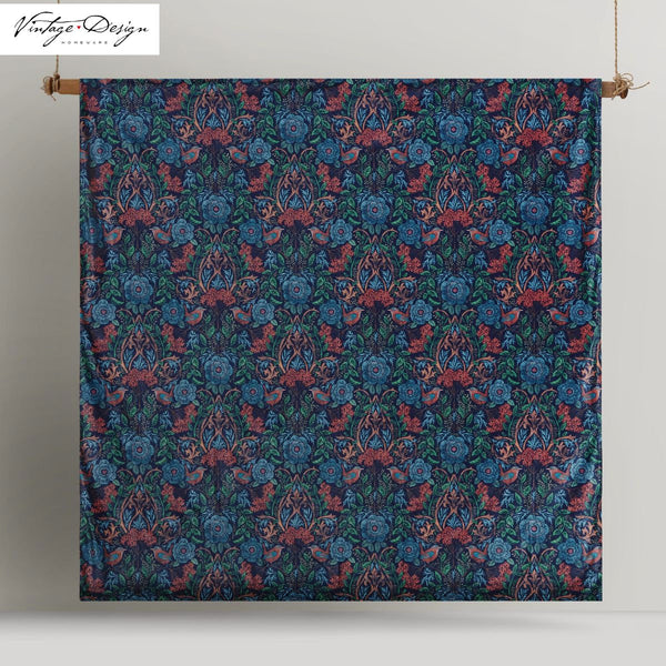 Vintage Design Homewares Canterbury Floral Printed Velvet Quilt Cover Set Queen