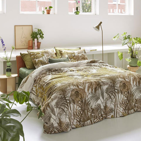Bedding House Caribe Foliage Ochre Quilt Doona Duvet Cover Set King