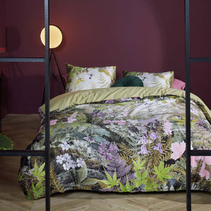 Bedding House Charming Green Floral Leaves Cotton Sateen Quilt Cover Set King