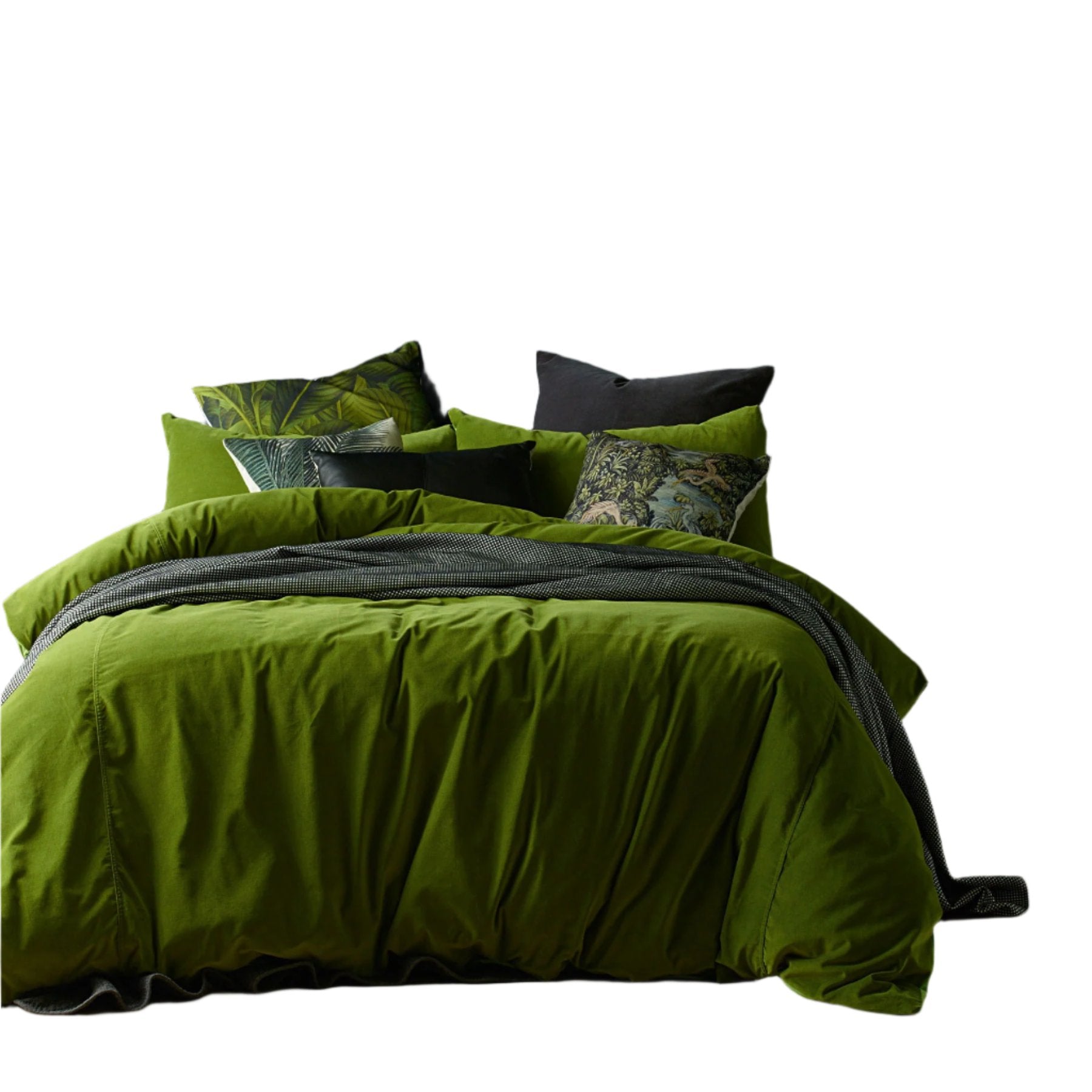 Vintage Design Homewares Cotton Velvet Quilt Cover Set Mossy Road King