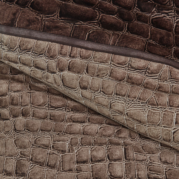 Riviera Maison Crocodile Skin Print Brown Cotton Quilt Cover Set King
