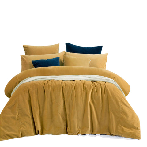 Vintage Design Homewares Cotton Velvet Quilt Doona Duvet Cover Gold Harmony King