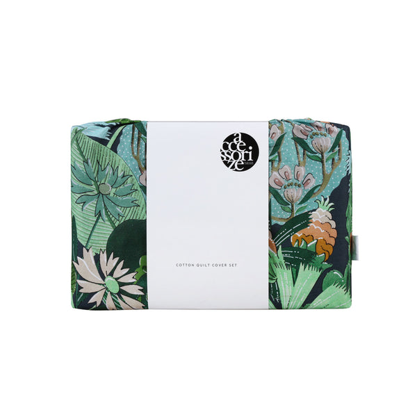 Accessorize Daintree Rainforest Washed Cotton Quilt Doona Duvet Cover Set Queen