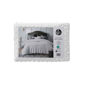 Accessorize Dotty Clip Jacquard Quilt Doona Duvet Cover Set White King