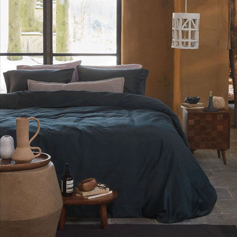 VTWonen Frayed Edge Dark Blue Quilt Doona Duvet Cover Set King