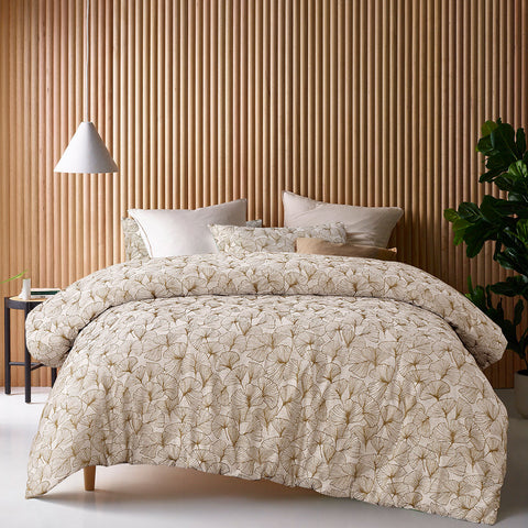 Accessorize Eden Foliage Jacquard Taupe Quilt Doona Duvet Cover Set King