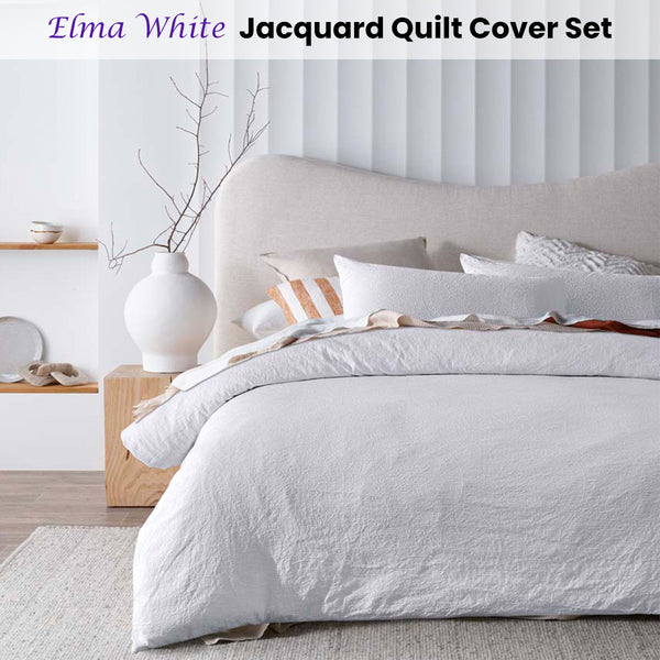 Accessorize Elma White Jacquard Quilt Doona Duvet Cover Set Super King