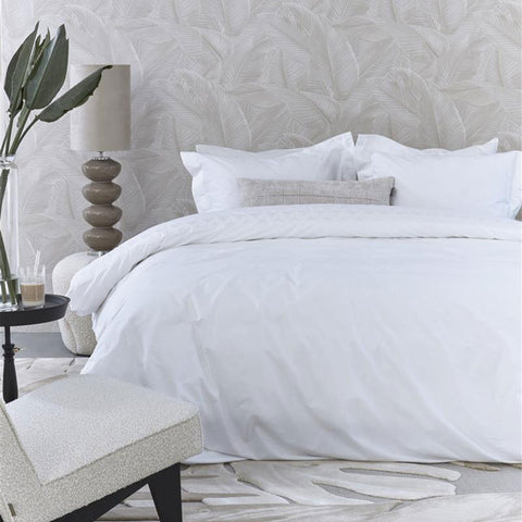 Riviera Maison Elowen Geometric Embroidered White Quilt Cover Set Queen