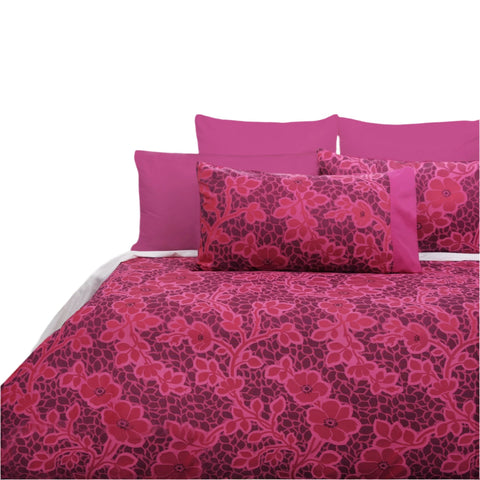 Accessorize Emma Jacquard Floral Pink Quilt Doona Duvet Cover Set Queen