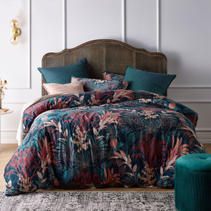 Vintage Design Homewares Etheridge Foliage Velvet Quilt Cover Set Queen