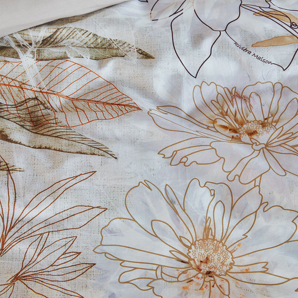Riviera Maison Everlasting Floral Brown Cotton Quilt Doona Duvet Cover Queen