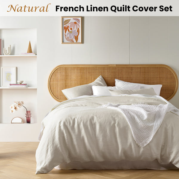 Vintage Design Homewares Natural French Linen Quilt Doona Duvet Cover Double