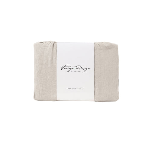 Vintage Design Homewares Natural French Linen Quilt Doona Duvet Cover Double