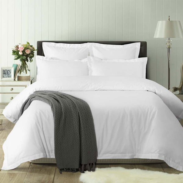 Accessorize White Tailored Cotton Quilt Doona Duvet Cover Set Queen