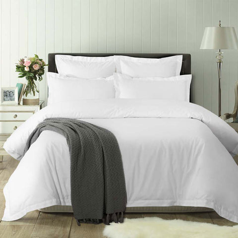 Accessorize White Tailored Cotton Quilt Doona Duvet Cover Set Queen