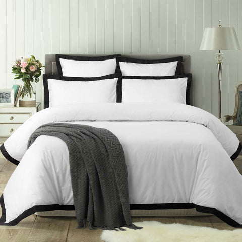 Accessorize White Tailored Cotton Quilt Doona Duvet Cover Set Queen