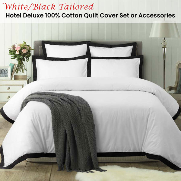 Accessorize White Tailored Cotton Quilt Doona Duvet Cover Set Queen