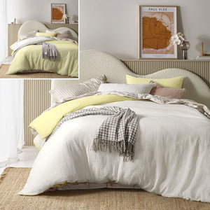Vintage Design Homewares Hugo Reversible White Butter Quilt Cover Set Super King
