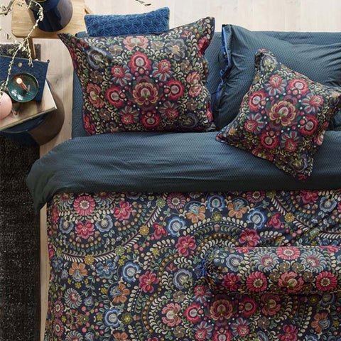 PIP Studio Il Ricamo Floral Dark Blue Cotton Quilt Doona Duvet Cover Set Queen