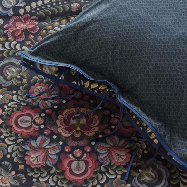 PIP Studio Il Ricamo Floral Dark Blue Cotton Quilt Doona Duvet Cover Set Queen