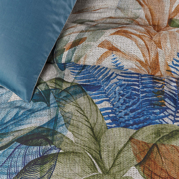 Bedding House Isla Blue Cotton Sateen Quilt Doona Duvet Cover Set Queen