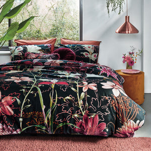 Bedding House Joy Floral Blue Cotton Quilt Doona Duvet Cover Set Queen