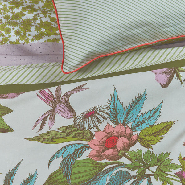 Oilily Line Flower Cotton Sateen Quilt Doona Duvet Cover Set King