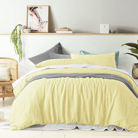 Vintage Design Homewares Linen Butter Quilt Cover Set Single
