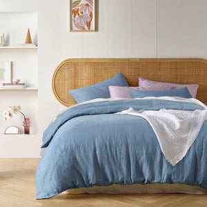 Vintage Design Homewares Denim Blue French Linen Quilt Doona Duvet Cover King