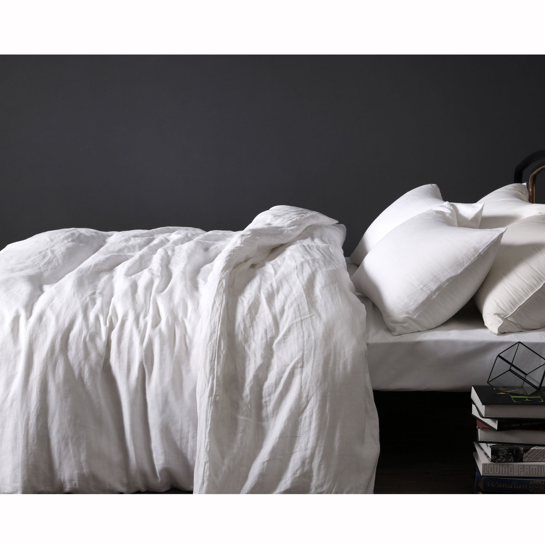 Vintage Design Homewares Linen White Quilt Cover Set Queen