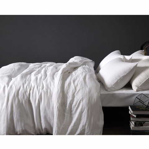 Vintage Design Homewares Linen White Quilt Cover Set Queen