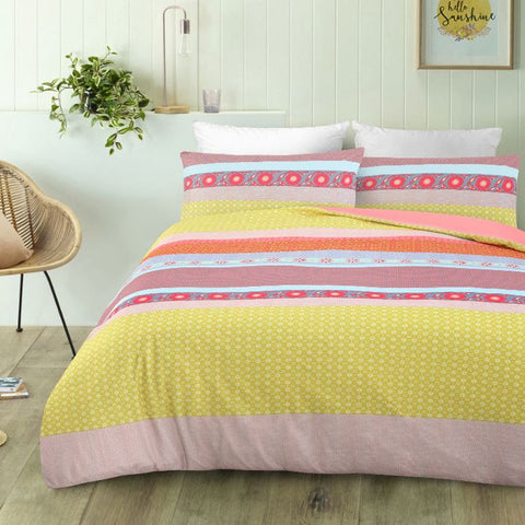 Big Sleep Malta Floral Stripes Quilt Doona Duvet Cover Set Queen