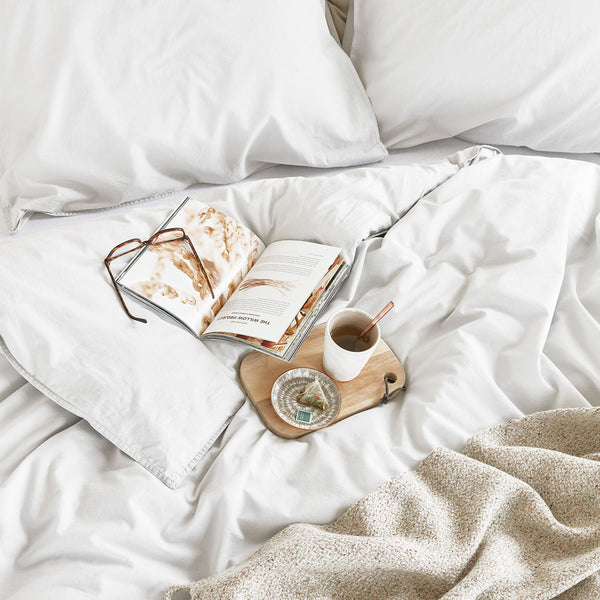 Bedding House Organic Cotton White Quilt Doona Duvet Cover Set King