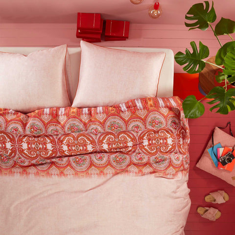Oilily Paisley Cotton Sateen Pink Quilt Doona Duvet Cover Set King