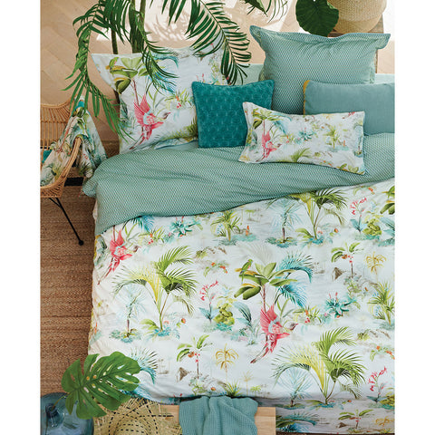PIP Studio Palm Scenes White Cotton Quilt Doona Duvet Cover Set Queen