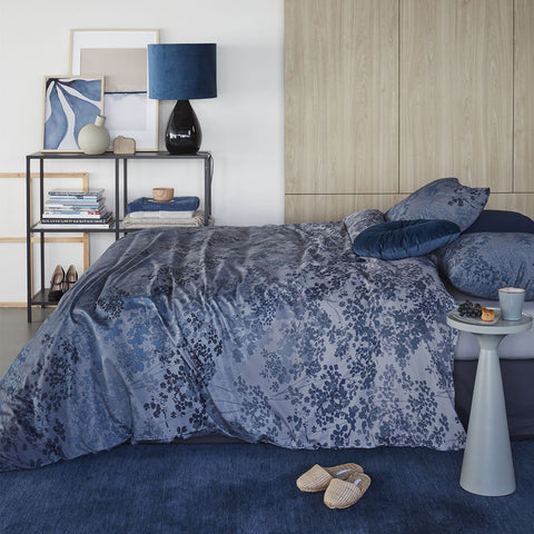 Bedding House Pantalla Floral Blue Bamboo Cotton Quilt Doona Duvet Cover Set King