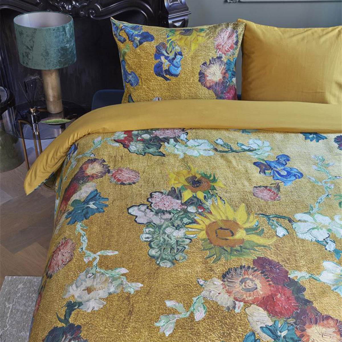 Bedding House Van Gogh Partout des Fleurs Gold Quilt Cover Set King