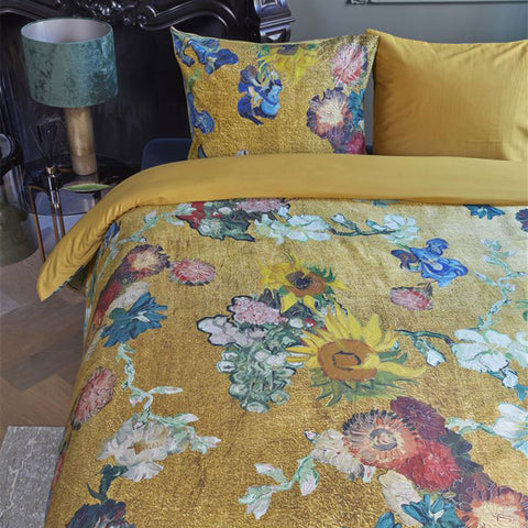 Bedding House Van Gogh Partout des Fleurs Gold Quilt Cover Set King