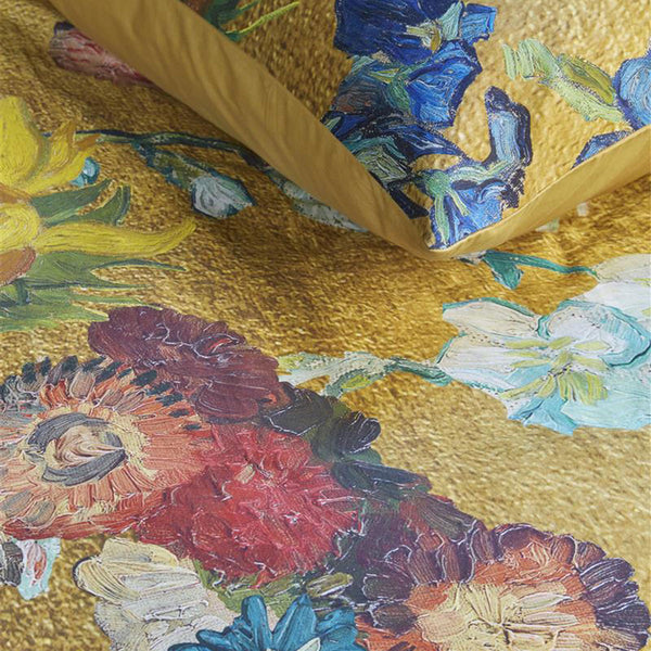 Bedding House Van Gogh Partout des Fleurs Gold Quilt Cover Set Queen