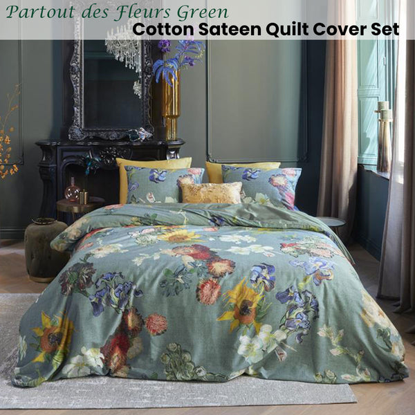 Bedding House Van Gogh Partout des Fleurs Green Quilt Doona Duvet Cover King